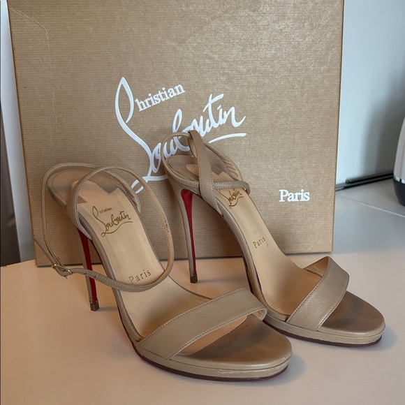 Christian Louboutin Queen 120 Nappa heels color Tan size 37.5 - Picture 5 of 15
